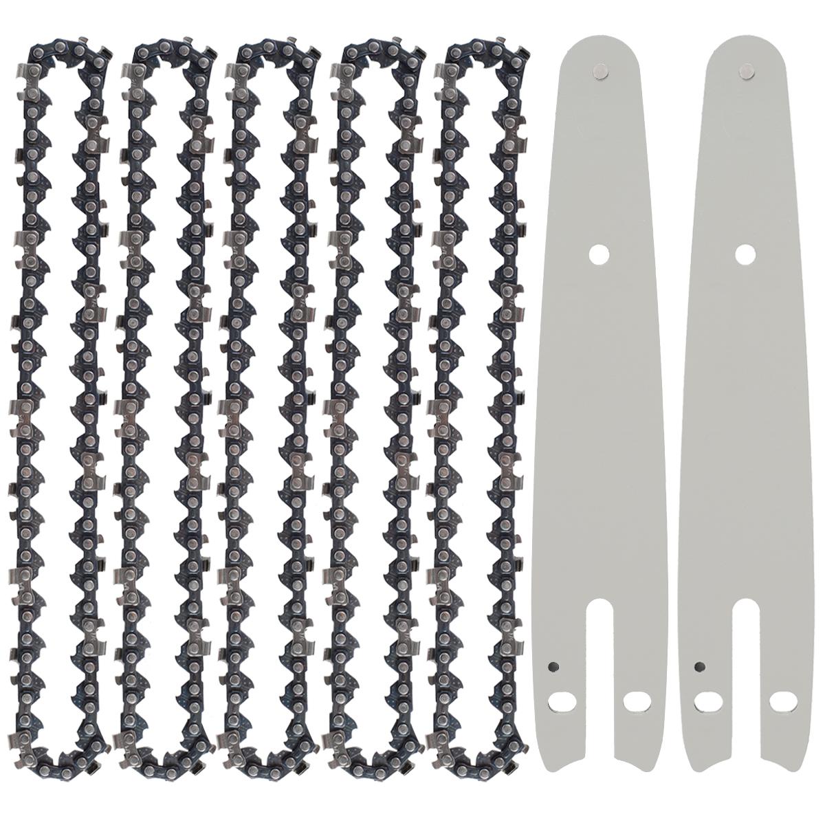 

7 шт. 6-дюймовая цепь бензопилы и направляющая шина для мини-электрической бензопилы, сменные аксессуары для обрезки веток в саду