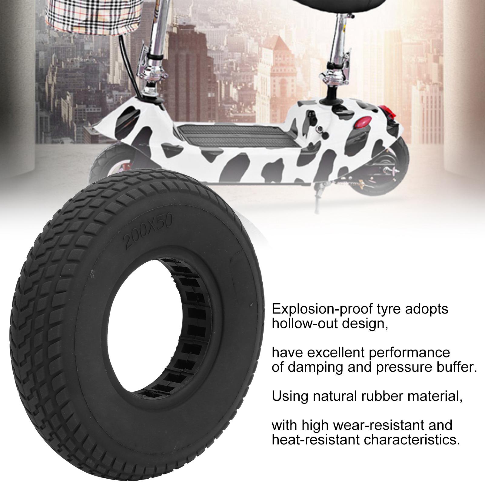 200x50mm ExplosionProof   Tyre Rubber Tire Hollow Out Damping for Electric Scooter(Black )
