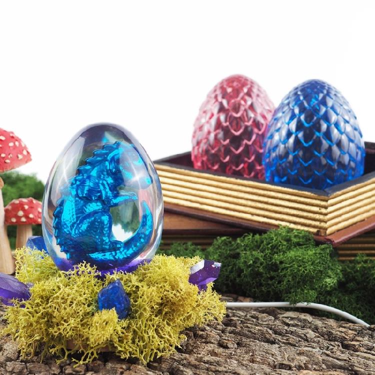 Dragon Egg Resin Silicone Mold with USB Powered Wooden Lighting Base Stand