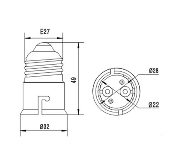 4pcs E27 To B22, B22 To E27 Light Socket Adapter 250V2A PBT Housing CE Rohs LED Lamp Base Holder Socket Converter