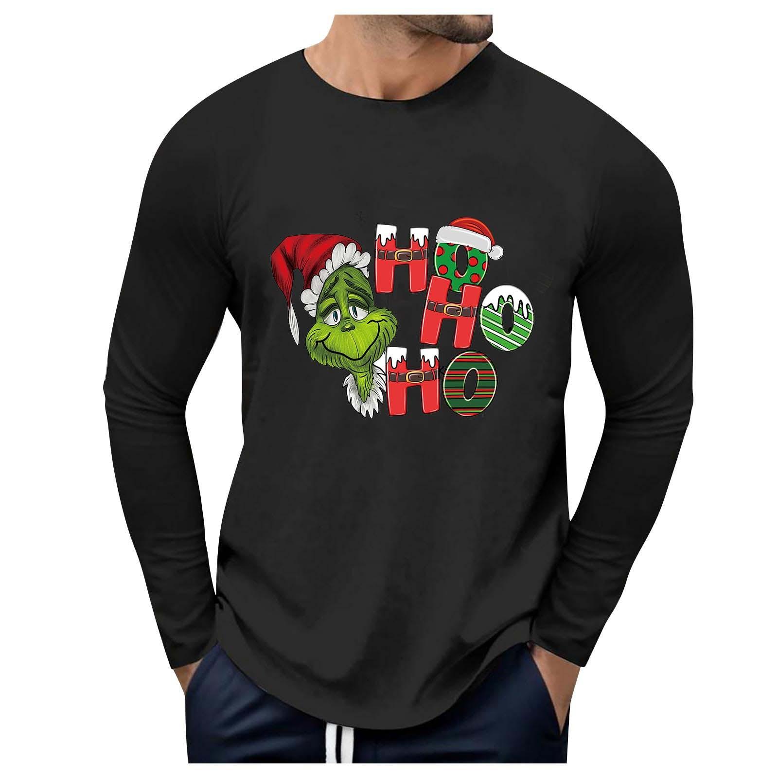 

Men s Round Neck Long Sleeve Loose Winter Tops Fashion T-Shirt Pattern Creative Letters Retro Print Street Sports Casual Tops XXL чёрный