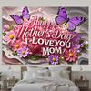 Mother's Day Floral Backdrop with Floral&Butterfly Element Design,Wall Decor,Gift,Festive Wall Covering,Rustic Background