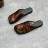 Women's Vintage Handmade Leather Slippers Hand-painted Cowhide Flat Sandals