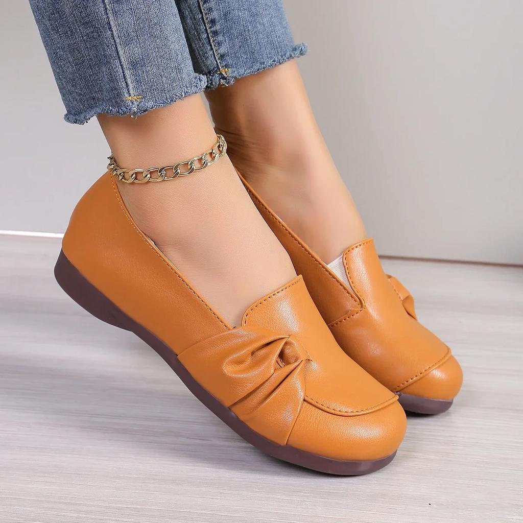 Women Loafers Flat Shoes Women Comfort Non-slip Soft Oxford Solid Color Mom's Shoes New Fashion Leather Flat Footwear Shoes