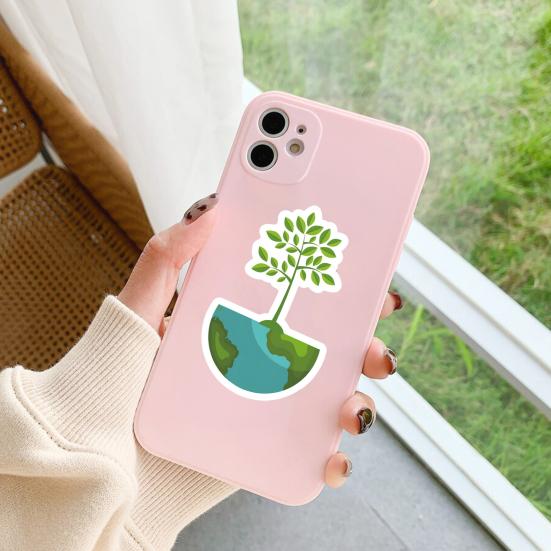 106Pcs/Set Handbook Decal Waterproof Cup Patterns Decorative Green Environmental Theme Self-Adhesive Graffiti Sticker Supply