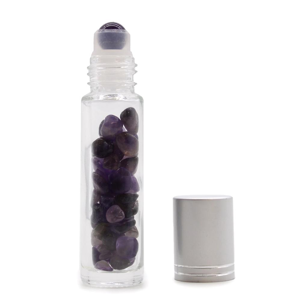 Essential Oil Roller Bottle Amethyst Silver Cap