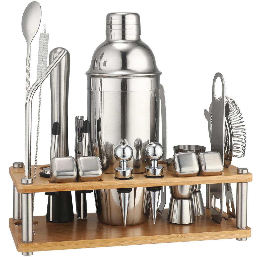 Bambusrahmen Shaker Set Cocktailshaker Barwerkzeug Shaker Strohhalm Schneebecher entfernen