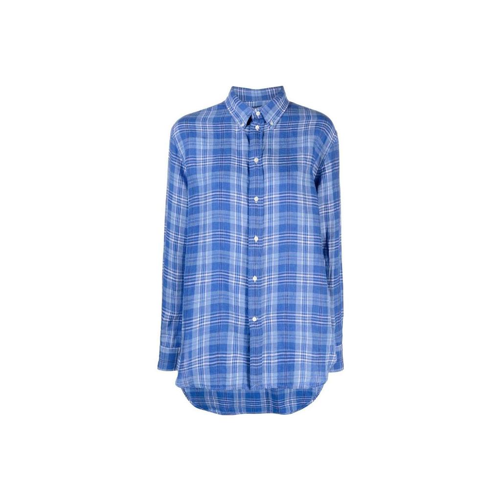 Polo Ralph Lauren SS23 Geruit Color Block Shirt met Lange Mouwen Dames shirts Blauw 211892369-002