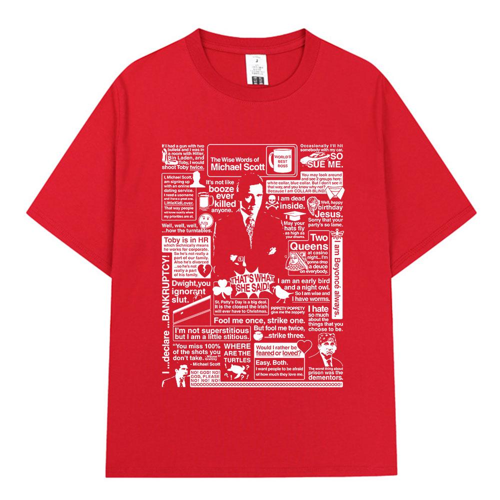The Wise Words of Michael Scott Homage The Office T-shirt Tv Series Dwight Schrute Jim Halpert Short Sleeve Oversized T-Shirts