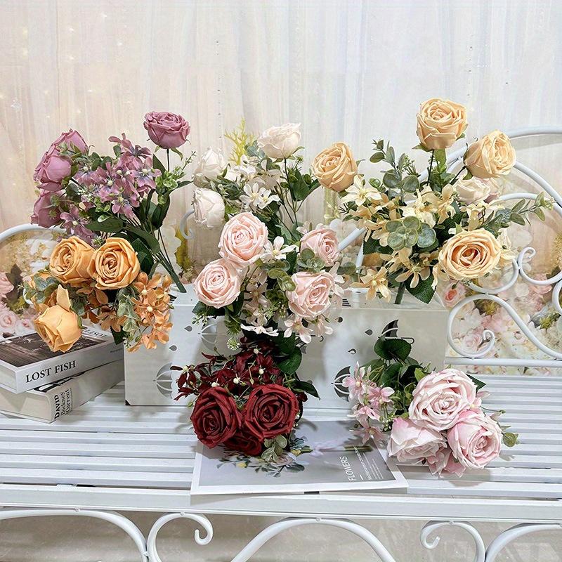 1Pc Artificial Flower 7-Pronged Lily Curling Rose Combination Flower Arrangement