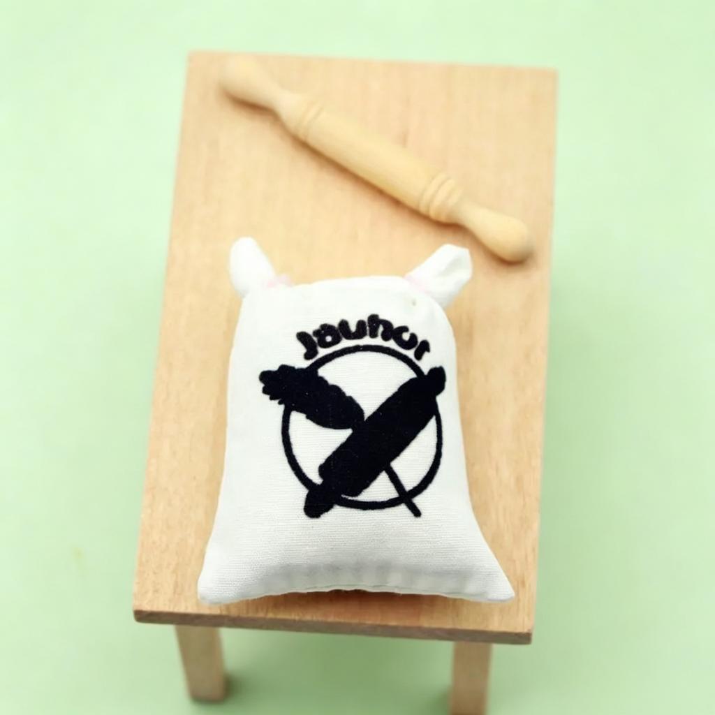Miniature Flour Bag and Rolling Pin Dollhouse Kitchen Pretend Play Mini Food Furniture Decor Toy