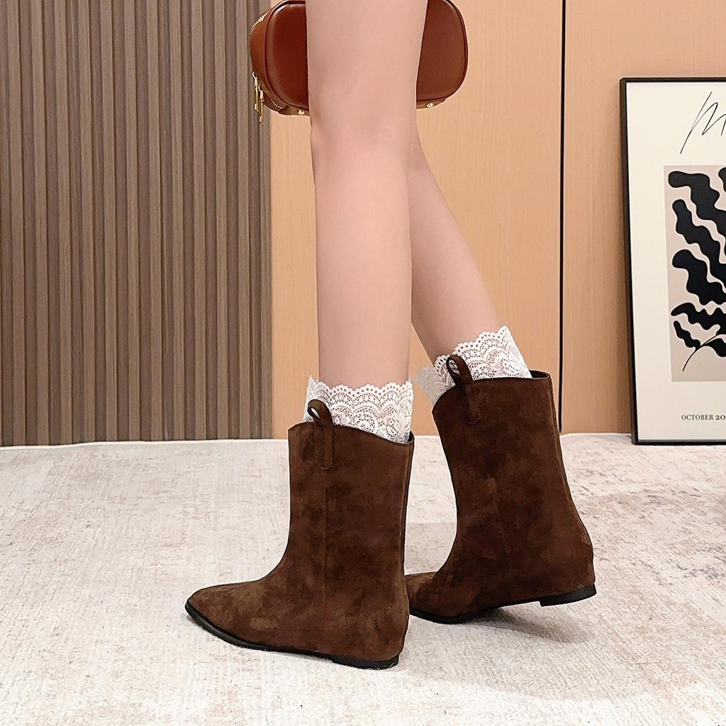 626-2 retro Korean version inner height increase western women's boots 2025 new fashion and thin versatile high-end fashion boots