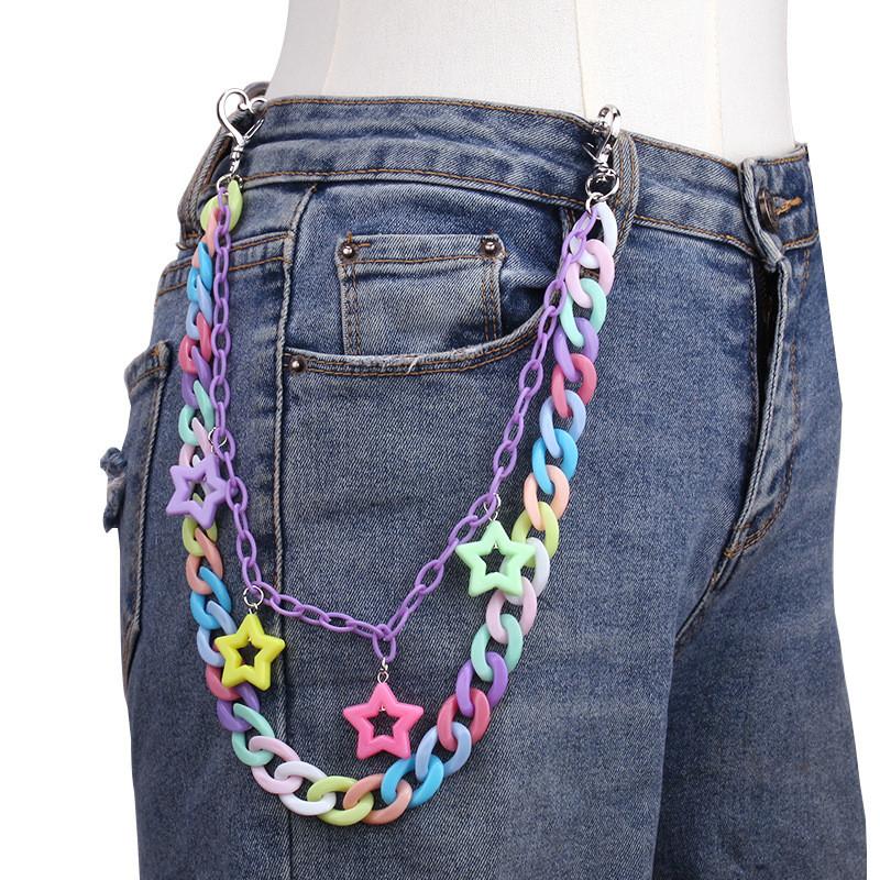 No Brand Waist Chain With Colorful Acrylic Star Pendant For Youths And Adults