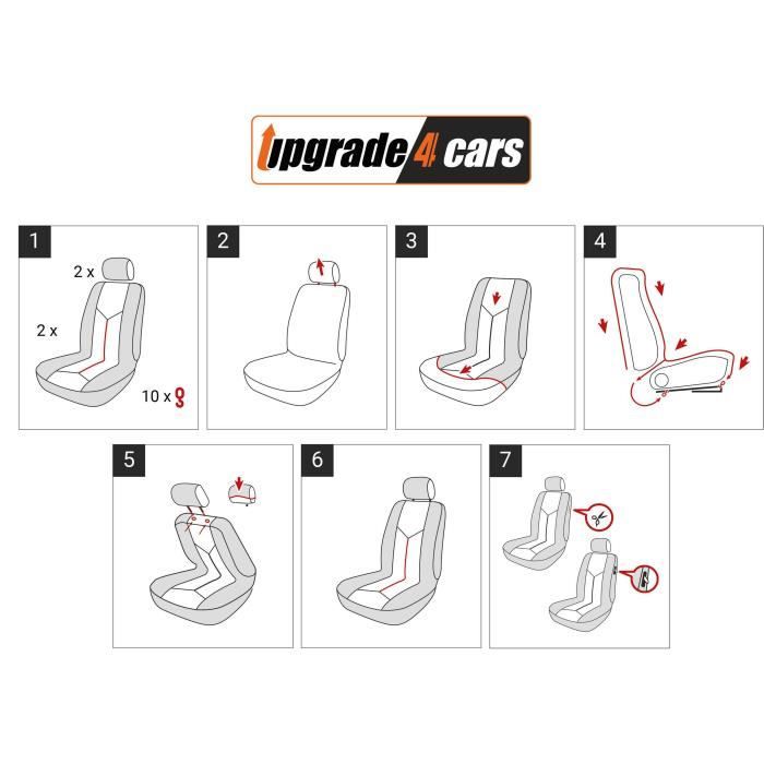 Seat Covers - Upgrade4cars - Universal - Faux Leather - Black & Grey - Set of 4