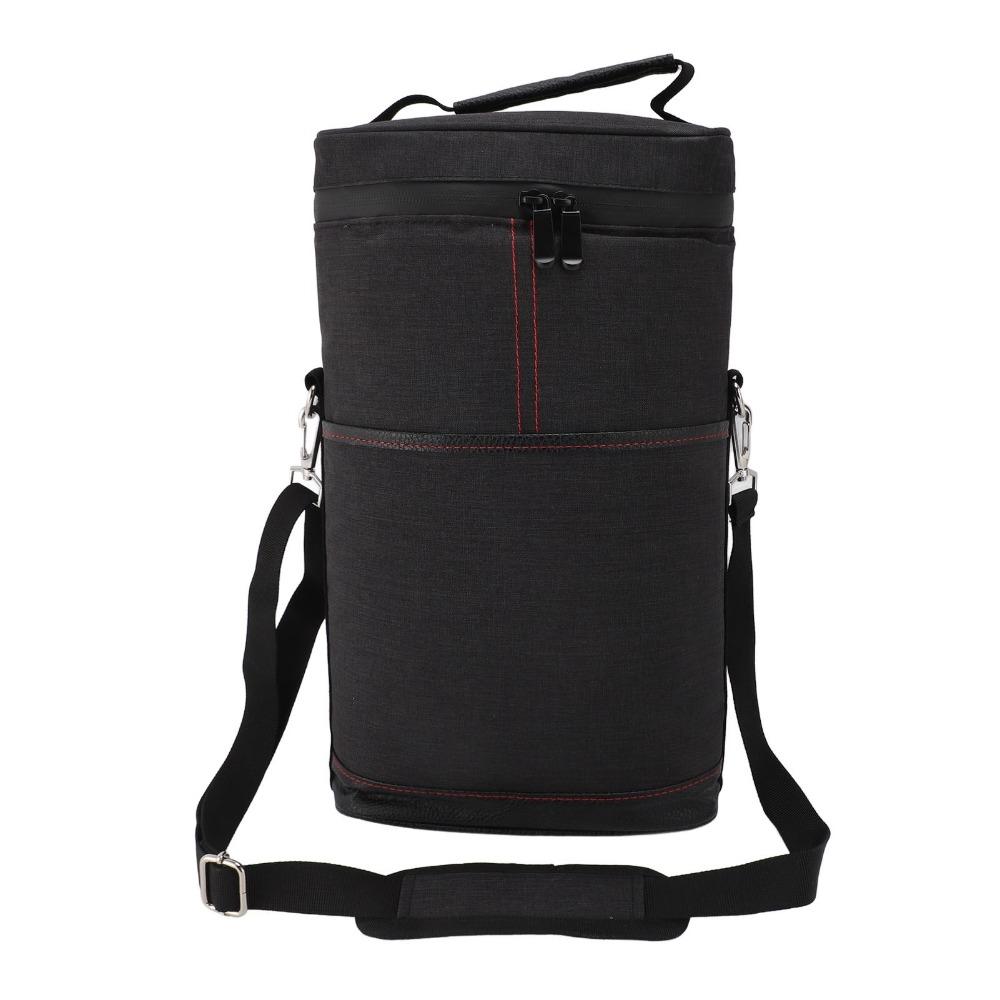 Canvas Material Wine Cooler Bag Black/Grey Portable Wine Tote Insulated Wine Case For Picnic