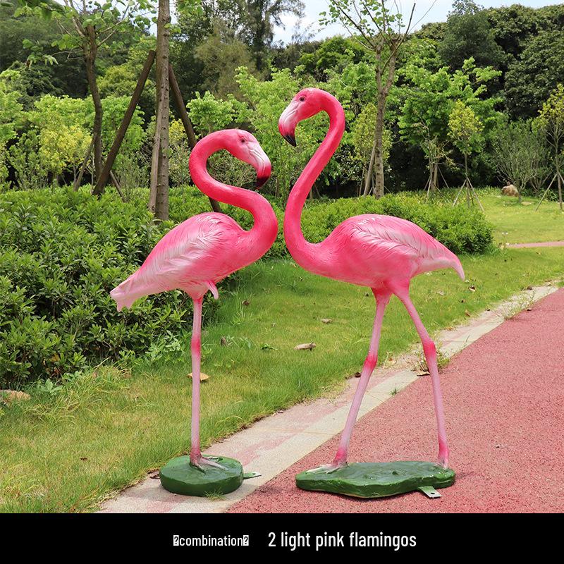 Fiberglass Flamingo Sculpture for Garden and Pond Decorations