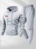 Erkek Sınır Ötesi Moda Spor Takımı - İlkbahar/Sonbahar Baskılı Bol Kapüşonlu Sweatshirt & Pantolon