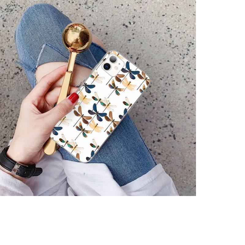 YNDFCNB Dragonfly Custom Soft Phone Case for Iphone 13 X XS MAX 6 6s 7 7plus 8 8Plus 5 5S SE 2020 XR 11 11pro Max