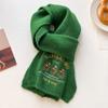 Wool college style retro embroidery high-end bear knitted scarf thickened student female winter warm scarf
