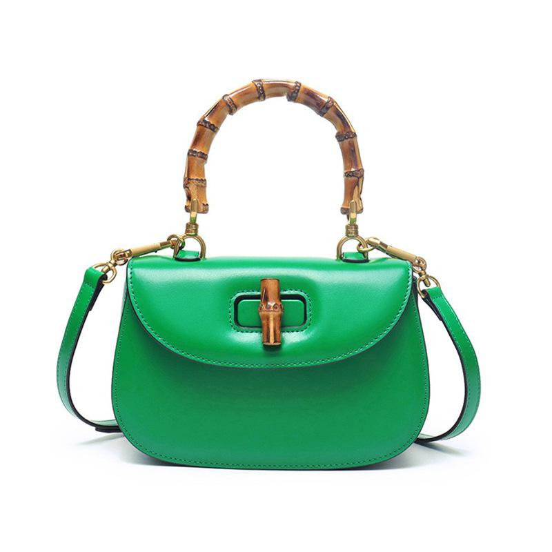Leder Retro Mode Rindsleder High-End Messenger Bag Bambus Tasche Handtasche Satteltasche