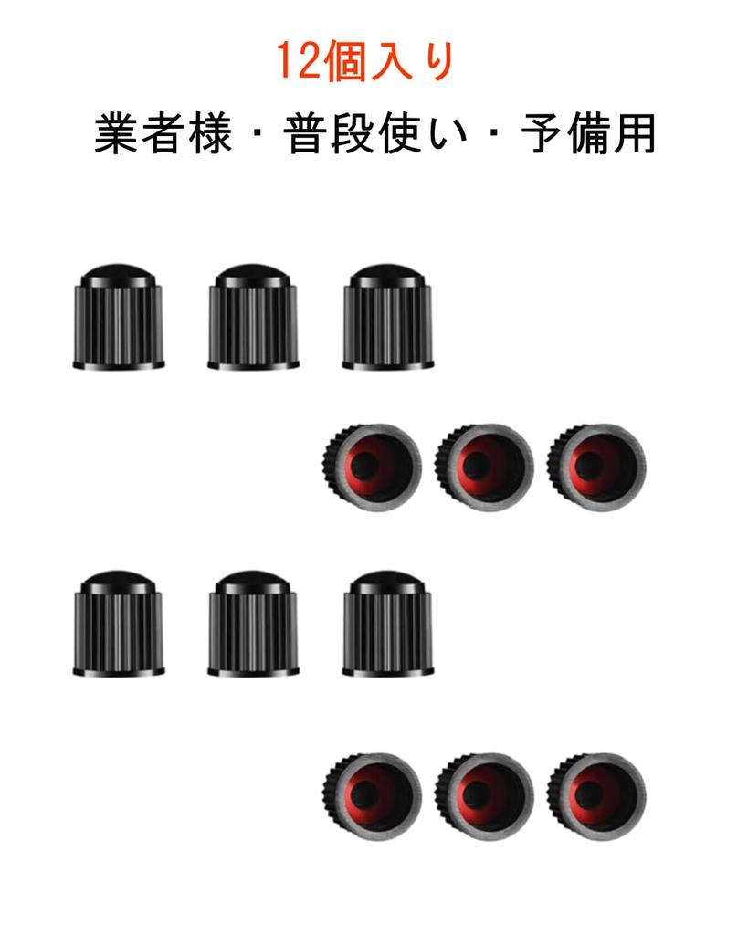 Bk-20s Air Valve Cap for Automobiles [With Sealed Gasket Ring] Resin Black [Set of 12]
