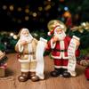 Santa Claus Figurine Small Resin Santa Sculpture with Gift Bag/Wish List for Mantle Bookshelf Tabletop New Year Party Decoration