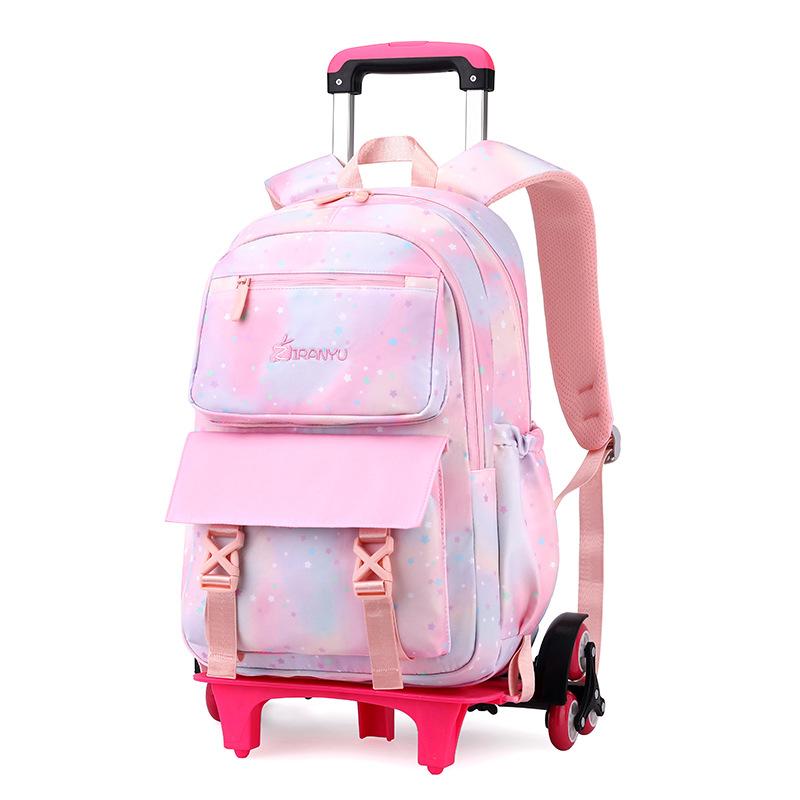Zaino trolley con ruote per ragazza zaino di grande capacità zaino leggero borsa per libri borsa per scuola elementare con ruote