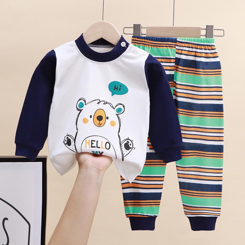 Children's Cotton Pajama Set: Boys' Autumn/Winter Underwear, Tops & Trousers