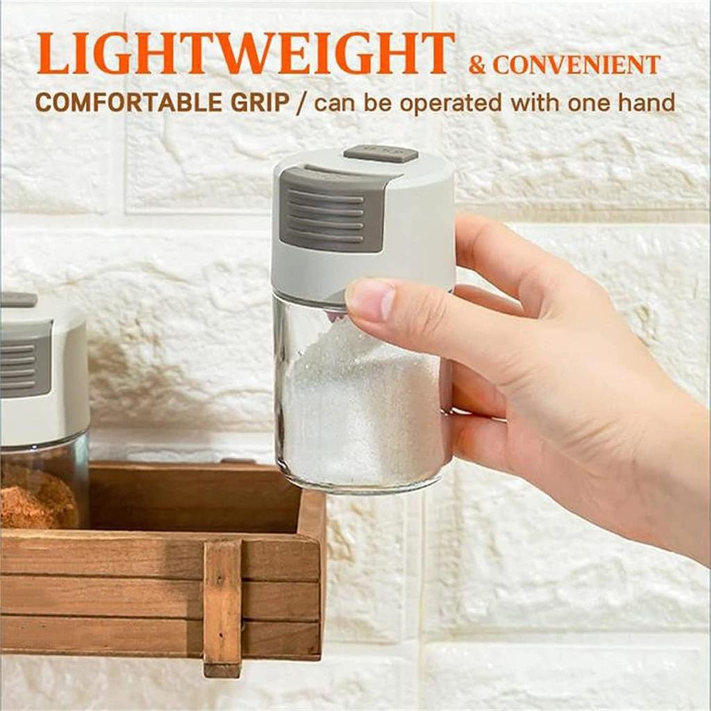 Metering Salt Shaker, Glass Metered Salt Dispenser, Press Type Quantitative Salt Glass Seasoning Bottle, Can Spice Salt Cumin Powder Pepper Shakers