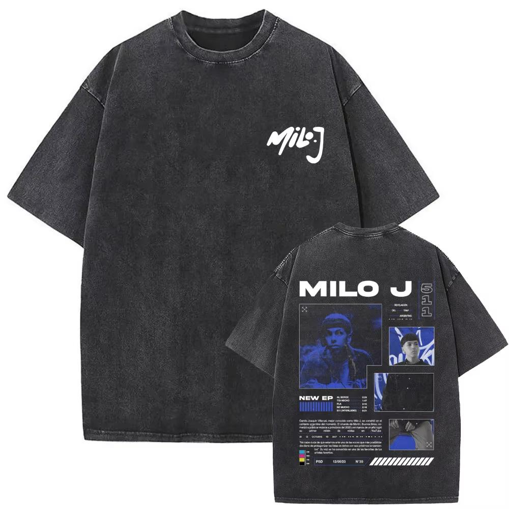 2026 Gewaschenes Vintage Rapper Milo J La Vida Era Mas Corta T-Shirt Hip Hop Mode T-Shirts Herren Damen Lässige Streetwear Top