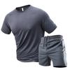 2-Piece Men's Summer Quick drying Sports Suit Breathable Short Sleeved T-shirt Tracksuit Male Sportwear