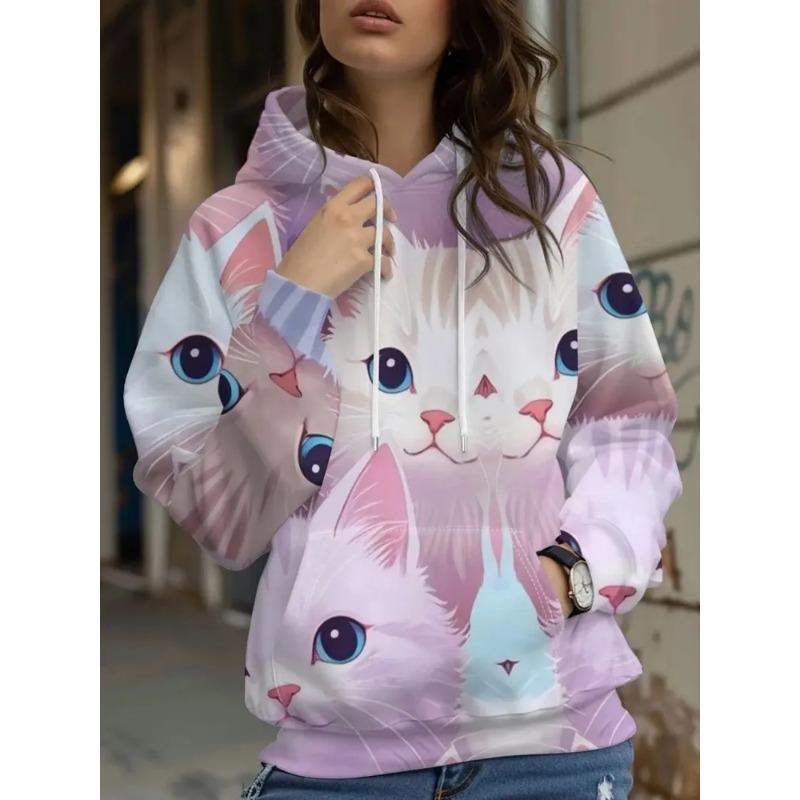 Women's Autumn and Winter 3D Printed Hooded Fashion Versatile Trend Breathable Casual Hoodies & Sweatshirts (women’s)