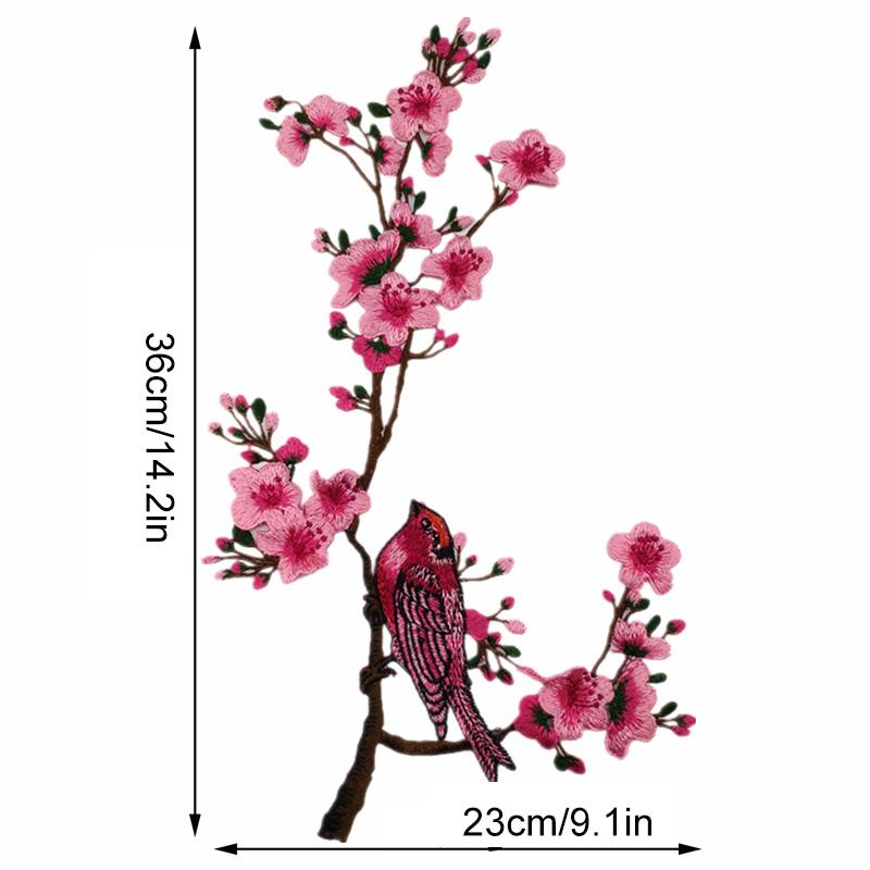1PC Cloth Stickers For Cheongsam Plum Blossom DIY Water-soluble Sewing Accessories Applique Patch Embroidery Flower Dancing Bird