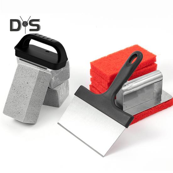 11Pcs Griddle Cleaning Kit Professional Grill Cleaner Tool Set with 2 Handles 1 Scraper 3 Stones And 5 Brushes Heat-Resistant Deep Cleaning Grill