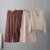 Foreign trade big metal buttons knitted suit women's autumn and winter casual cardigan sweater vest skirt three-piece set Europe and America