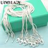 URMYLADY 925 Silver 5pcs/Lot 16/18/20/22/24/26/28/30 Inch 1MM Snake Chain Necklace for Women Men Fashion Jewelry Gift