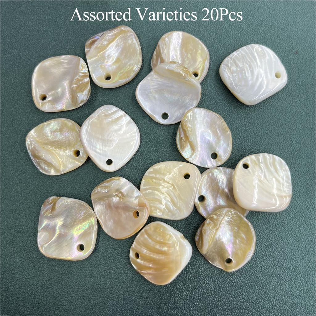 20Pcs, Natural Shell Mother of Pearl Beads with Hole, Boho Irregular Loose Beads, 19-21mm, for DIY Necklace Accessories, Jewelry Making Crafts Gifts