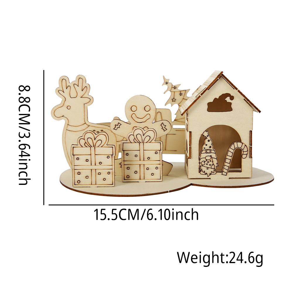 Charming Christmas Wooden Cabin Puzzle Decoration For Festive Table Displays And Diy Gifts