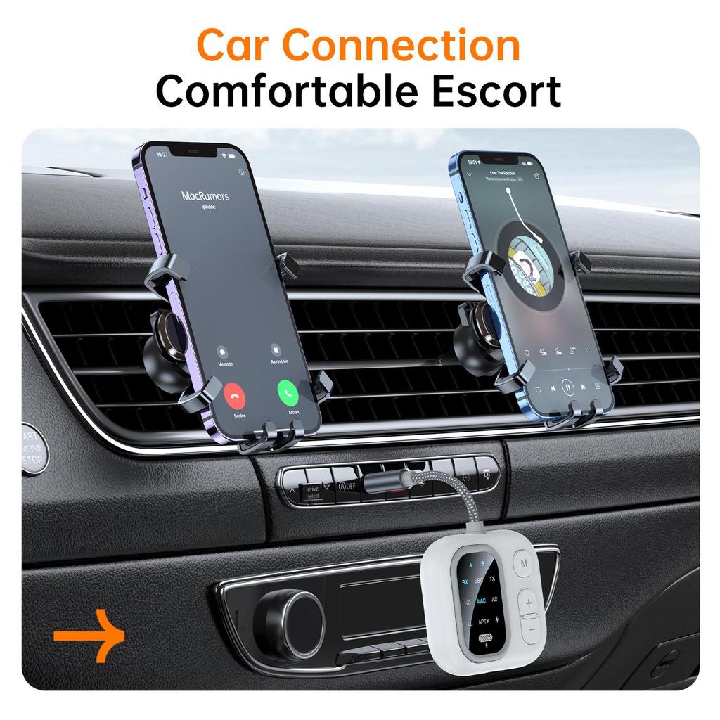 2 in 1 aptX-Adaptive AD/HD/LL AAC Bluetooth Audio Transmitter Receiver 3.5MM AUX HiFi Music Multipoint Airplane Wireless Adapter