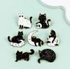 European & American Halloween Metal Brooch: Cartoon Ghost & Black Cat Badge for Backpacks & Clothing
