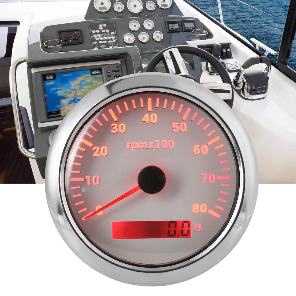 85mm 0‑8000RPM Tachometer 7 Colors Backlight IP67 Waterproof Pointer Type for Boat Marine RV 9‑32V