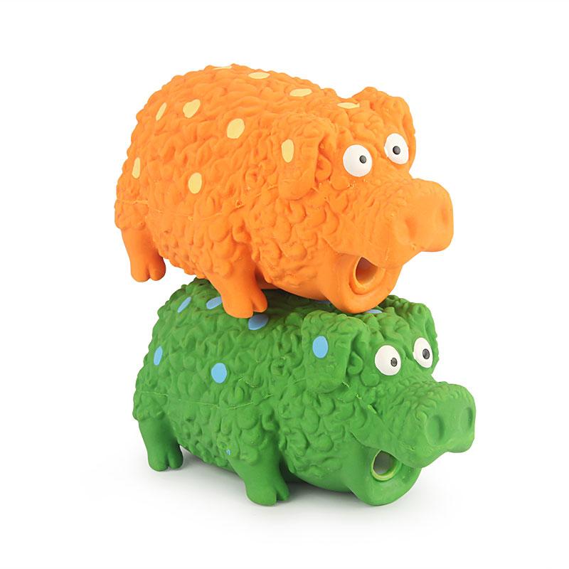 Latex Pig Sound Dog Toy Animal Green Orange Pig Pet Squeak Toy