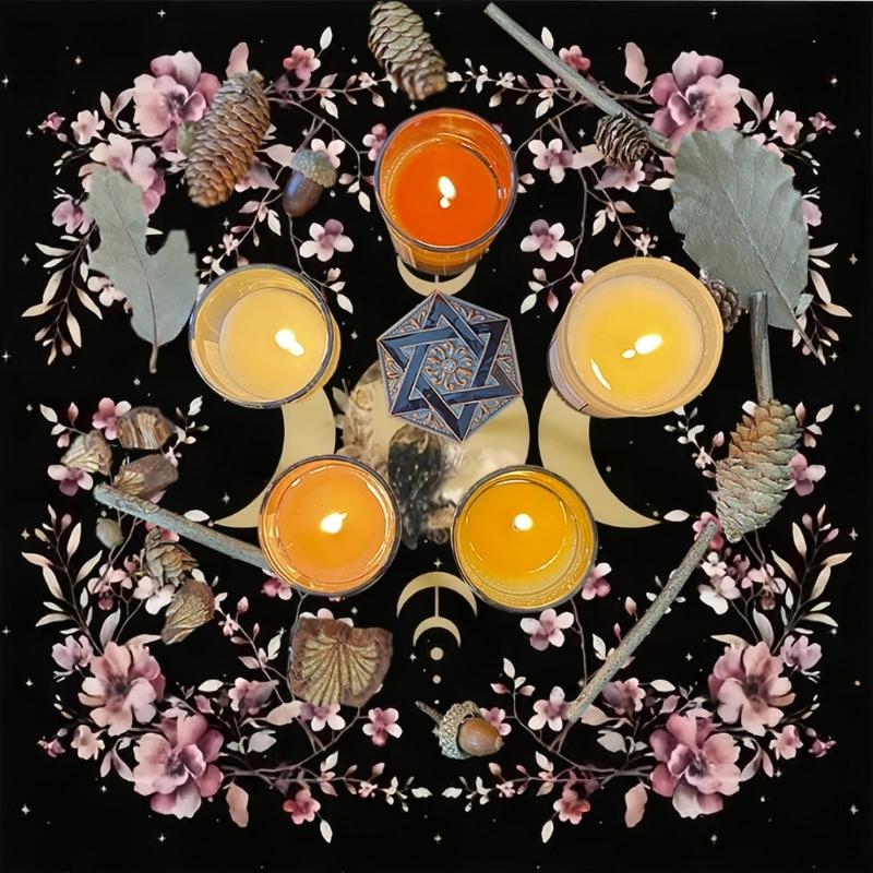 Moon Flower Pattern Astrology Tablecloth Tarots Divinations Tablecloth Altars Cloth Divinations Board Game Accessories
