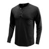 Autumn and Winter Classic Solid Round Neck Button Long Sleeve Men's T-Shirt