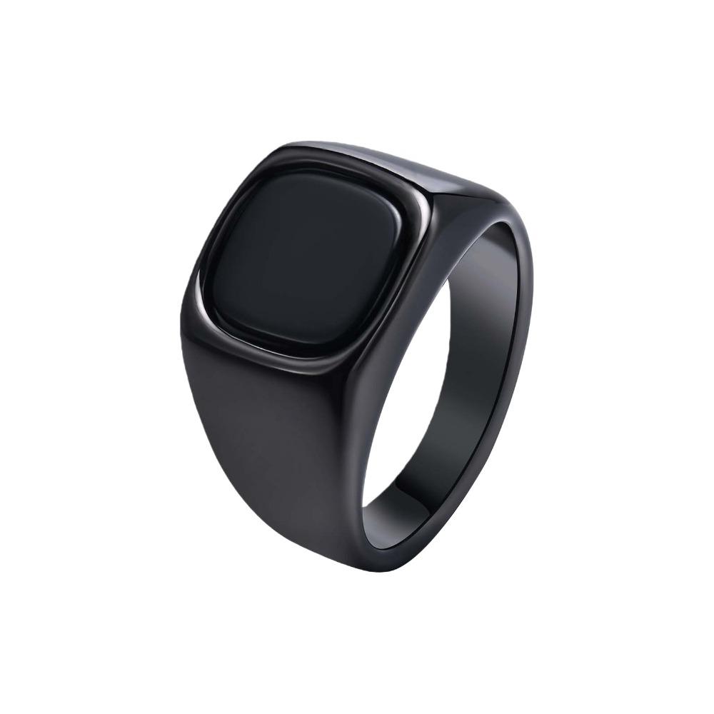 

Ювелирные изделия Ретро Черные кольца Квадратные кольца с камнем из стекла Европейские Американские Кольцо с черным камнем Квадратное Мужские Size 11 чёрный