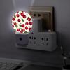 Red Cherry Pattern Night Light Plug-in Wall NightLights with Dusk to Dawn Sensor, LED Auto-On/Off Nightlight for Bedroom, Bathroom, Hallway,