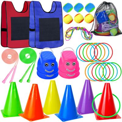 Hymaz 32 Pieces Outdoor Sports Colorful Catch Kids Outdoor Play Outdoor Relieve Lack of Kids Storage Bag Included Set, Rings, Training, Ball,