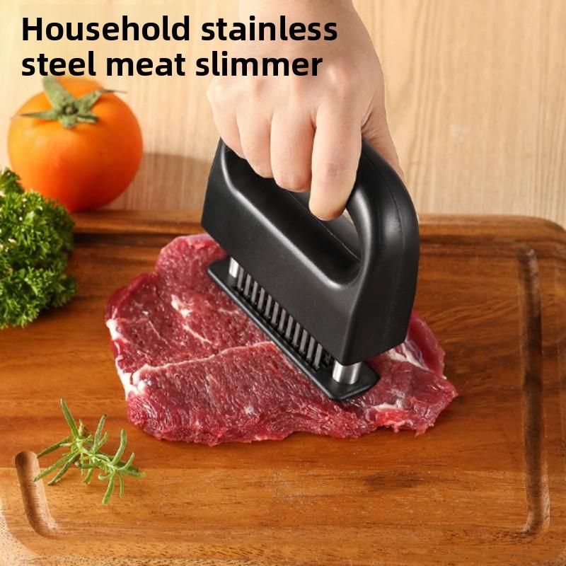 1-3pcs 48-Pin Meat Tenderizer Stainless Steel Needles Steak Softener Pounder Kitchen Bbq Beef Floss Needles Cooking Hammer Tools