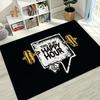 Gym "This Is My Happy Hour" Dumbbell Print Area Rug Soft Non-Slip Home Gym Carpet Retro Indoor Sports Decor Mat for Bedroom