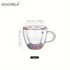 KEMORELA 1 Stück doppelwandige klare Glas-Kaffeetassen klare Glasbecher mit Henkel Herzform farbige Kugeln für Espresso Kaffee